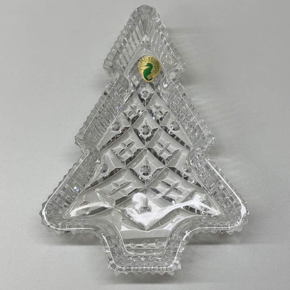 Waterford Crystal Christmas Tree Tray Made in Ireland Holiday Serving Dish 8in